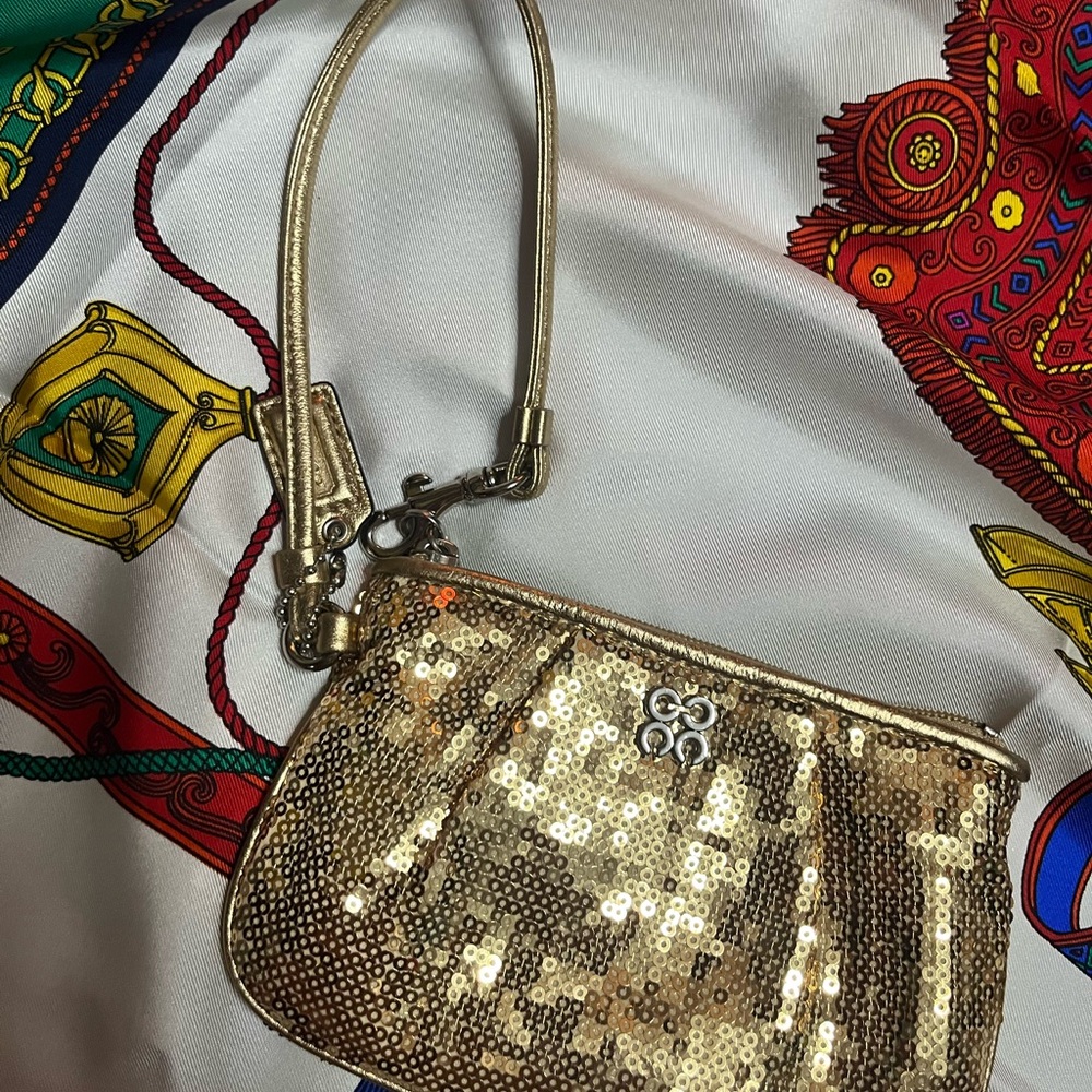 Coach Gold Sequin Wristlet